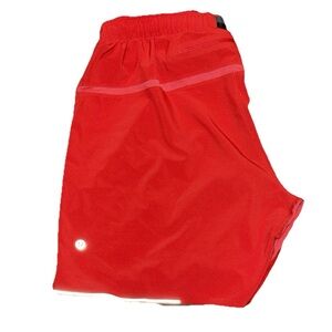 Lululemon Surge 7” Short Linerless Mens Size M Red Reflective Accent Unlined